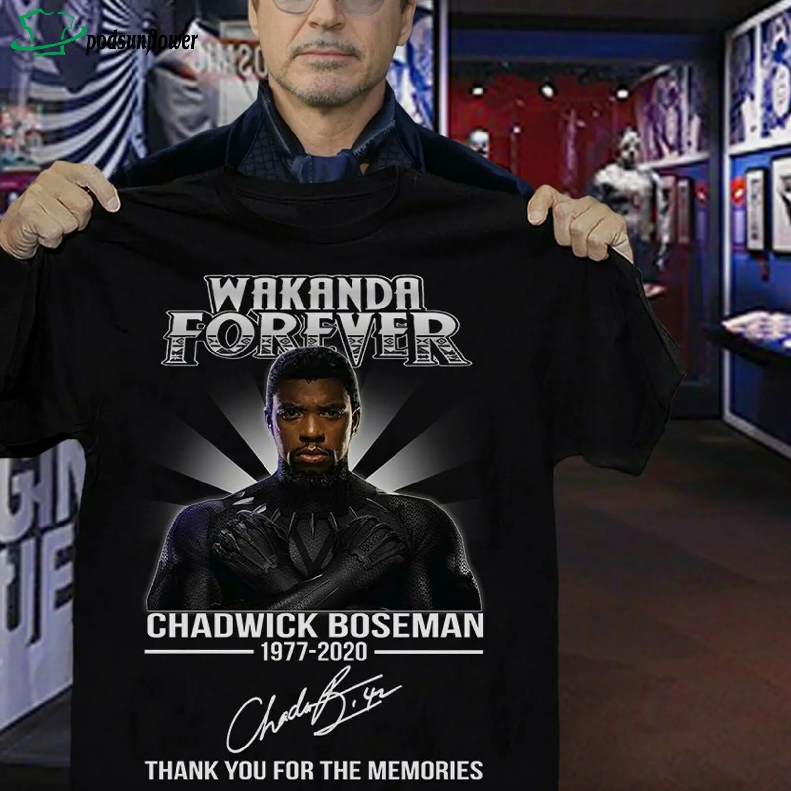 Рубашка с надписью Panther RIP Chadwick Boseman Wakanda|Мужские футболки| |