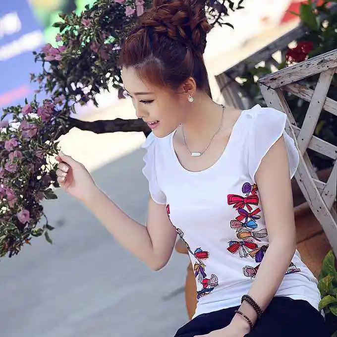 

Fashion Logo Printing T Shirts burgundy Women's Short Sleeve Fashion 100% cotton Female T-Shirts