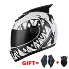 Мотоциклетный шлем, гоночный шлем с двойным объективом, на все лицо, одобрен DOT, 2 подарка