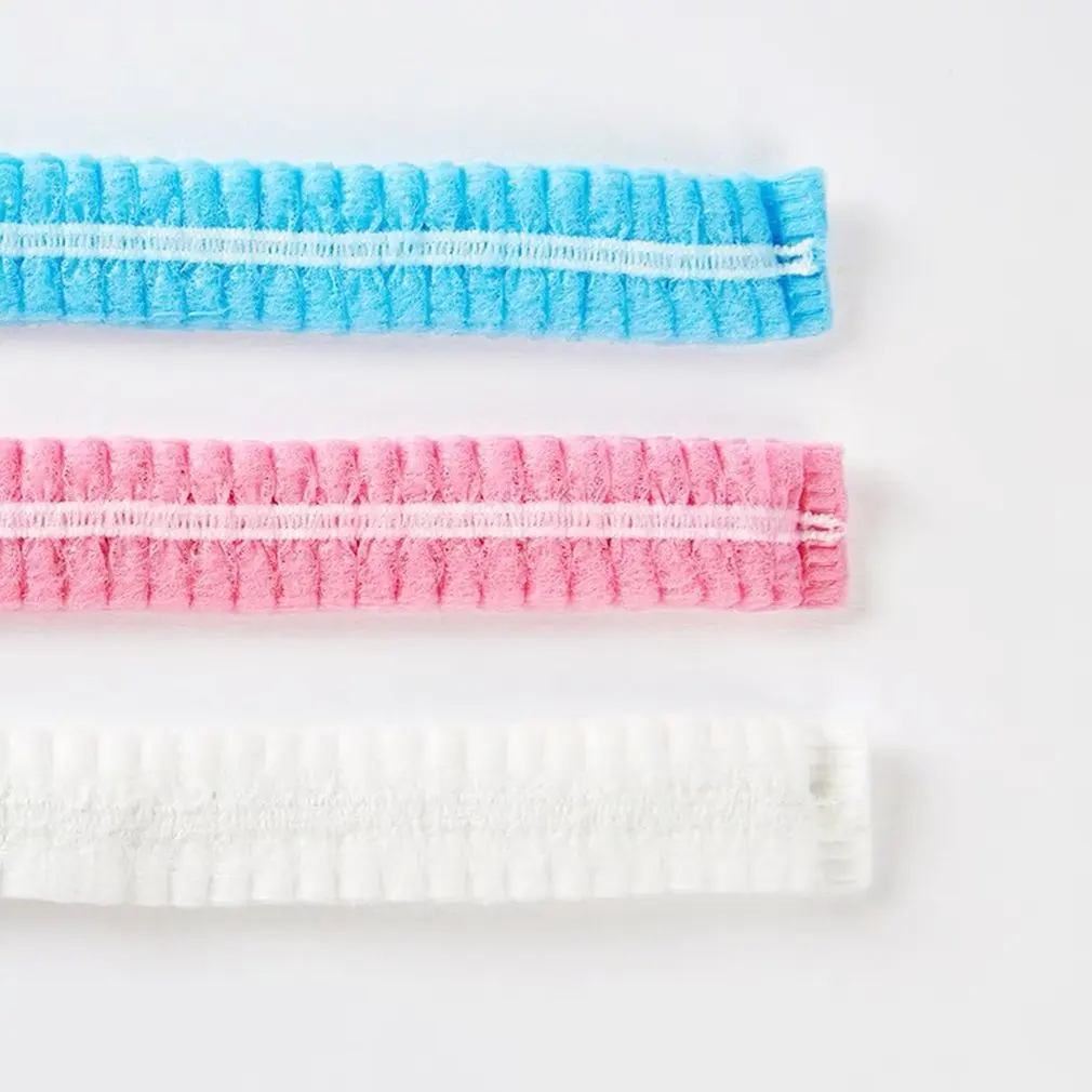 

100Pcs Disposable Hat Round Non-Woven Headgear Dust-Proof Chef Food Factory Workshop Anti-Hair Fall Cap