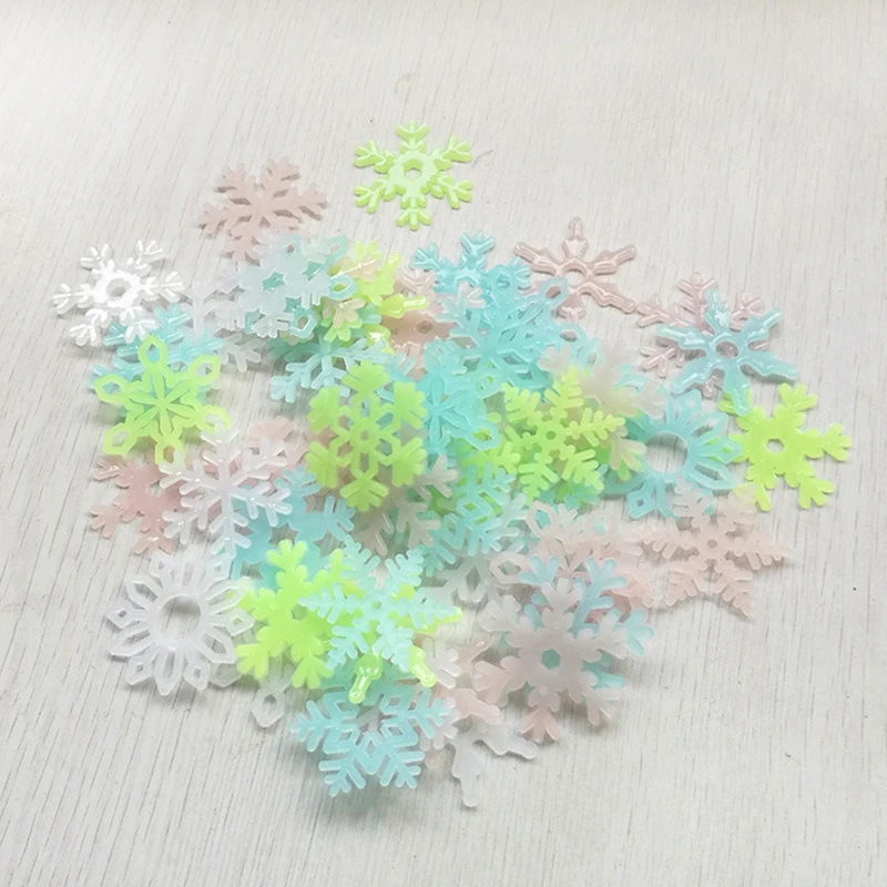 50 шт. светящиеся снежинки стикеры на стену 3D стерео флуоресцентные наклейки