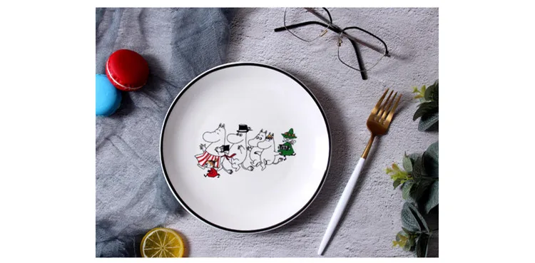 Скандинавский стиль Moomin 8 дюймов стейк керамическая тарелка рисовая чаша ложка Amy Shili мультфильм керамическая детская посуда