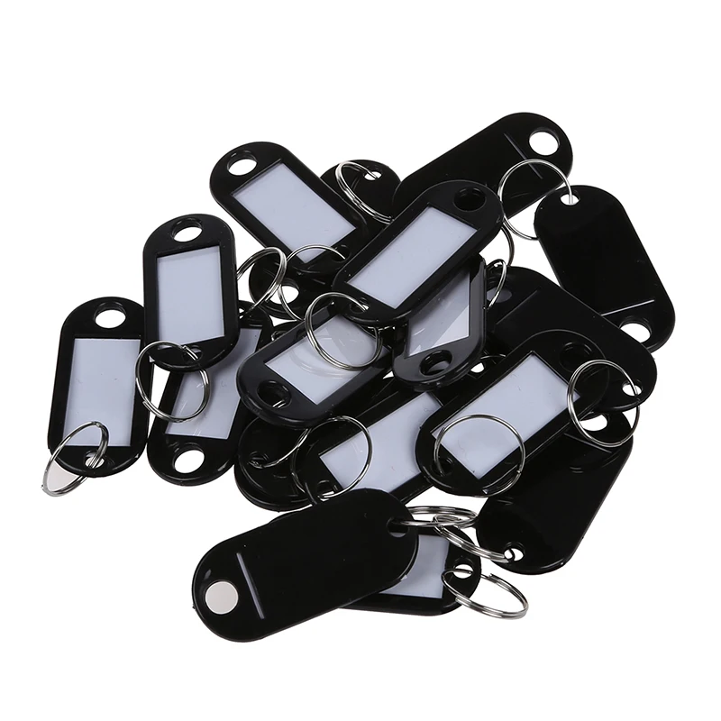 

20 Pcs Key ID Label Tags Split Ring Keyring Keychain Black
