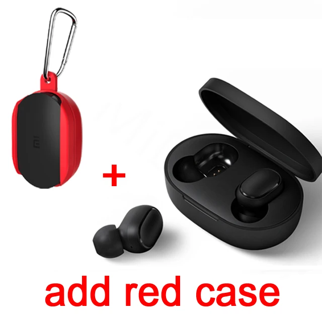 add red case Xiaomi Redmi Airdots TWS Bluetooth наушники стерео бас BT 5,0 Eeadphones с микрофоном Handsfree Наушники управление AI - Цвет: add red case