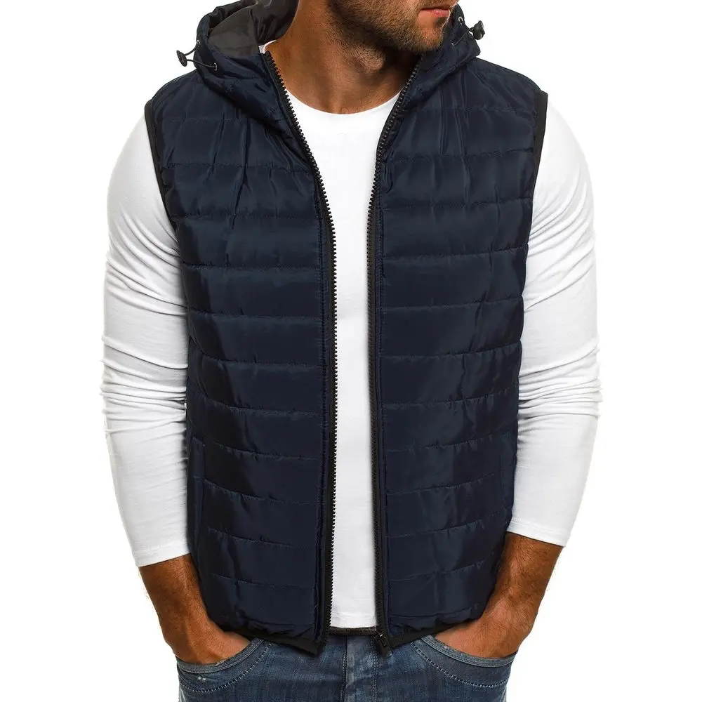 

2021 Winter Mens Parka Jacket Coat Sleeveless Waistcoat Warm Clothes Cotton-Padded Vests Streetwear Mens Jackets and Coats