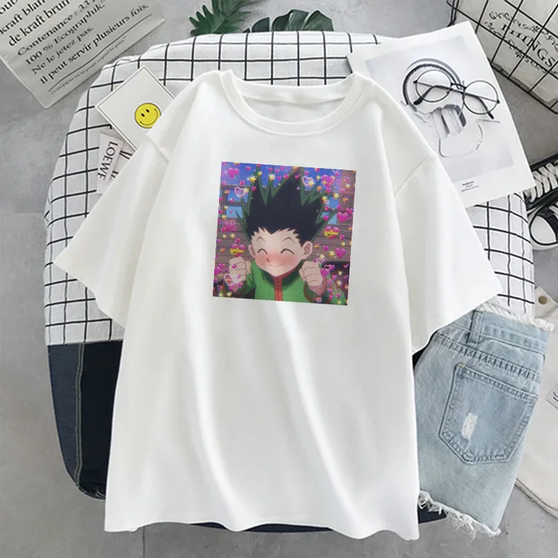 Летние Hunter X Топы гон-Фрикс Love/женская футболка топы футболки с коротким рукавом и