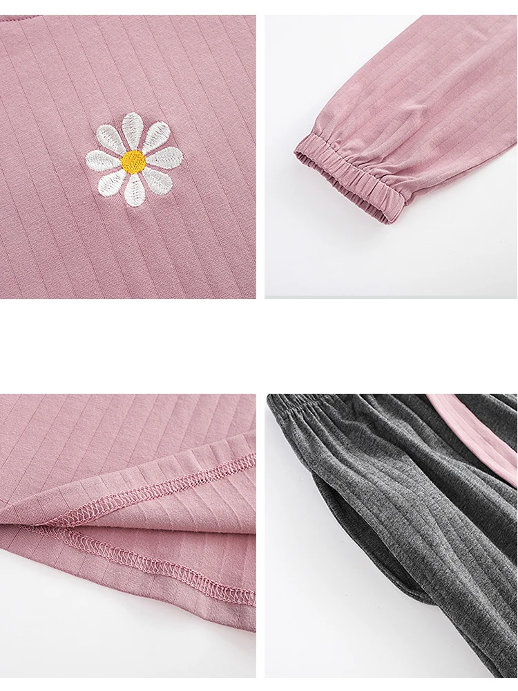 

Floral Printed Women's Pajamas Round Neck Female Pyjamas Soft Sweet Pijamas Cute Simple Sleepwear Casual Homewear Plus Size