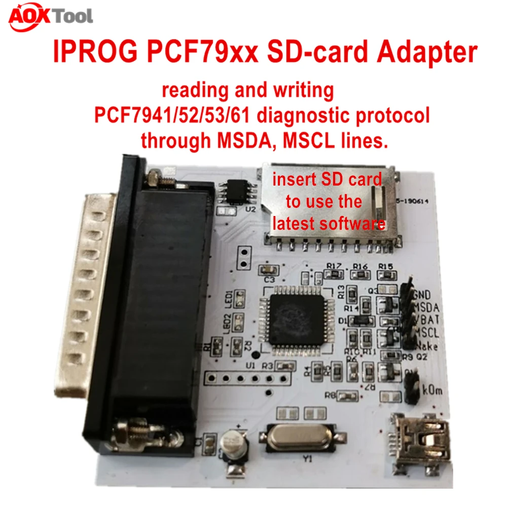 PCF79XX adapter Iprog+ Iprog Pro с адаптером IR MB для коррекции одометра, инструмент для регулировки пробега, Автомобильный ключ, программист, подушка безопасности, инструмент для сброса - Цвет: PCF79XX adapter