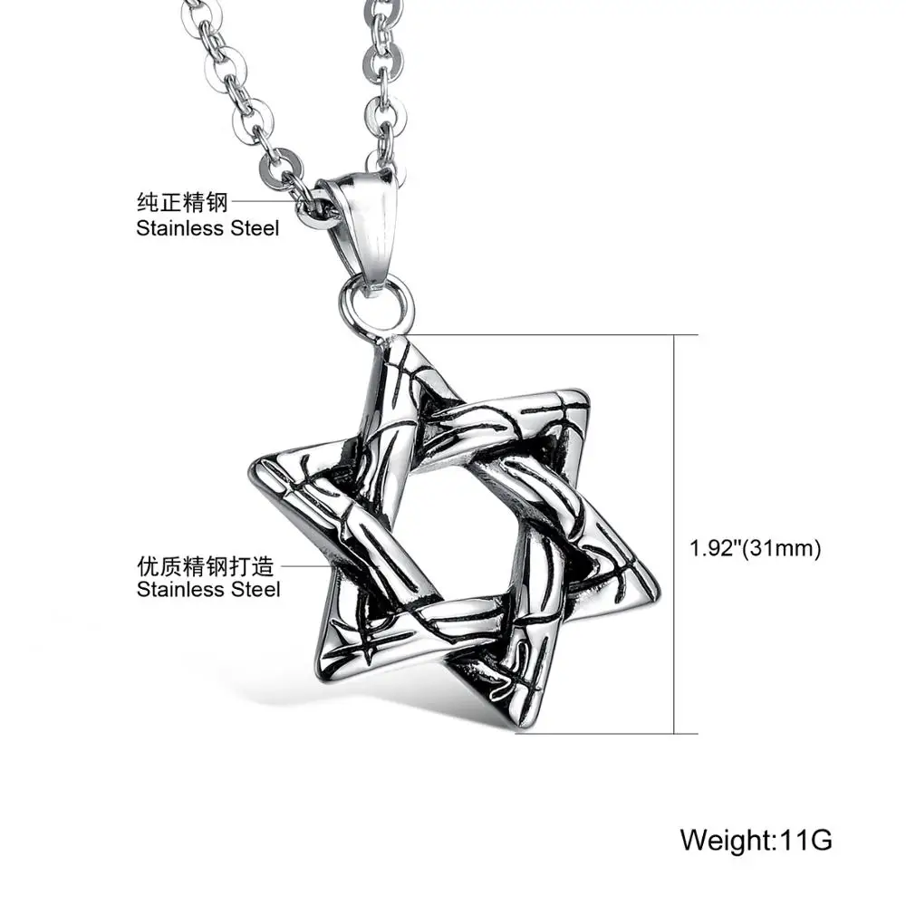 

OPK high grade Jewelry New hexagram Star Pendant titanium steel men's necklace versatile pendant trendy men's accessories