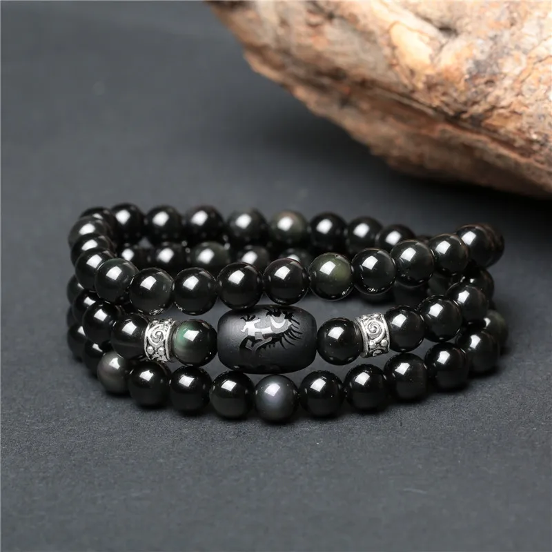 Women Buddha Beads Bracelets Black Obsidian Tiger Eye Stone 108 Round Bangels Gift for Men Fine Jewelry | Украшения и аксессуары