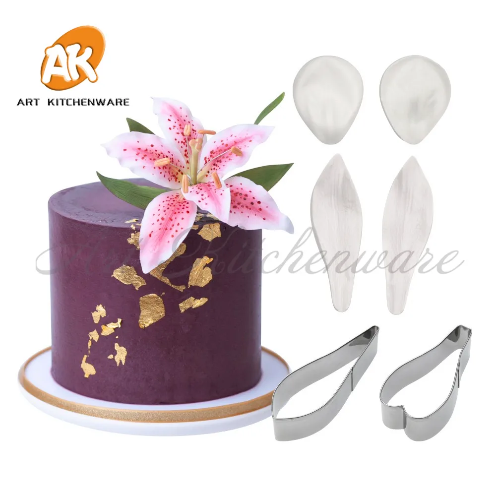

6pcs Peruvian Lily Impression Flower Mold Silicone Veiner Mold Cake Decorating Fondant Sugarcraft Cake Mold for Sugar Flower
