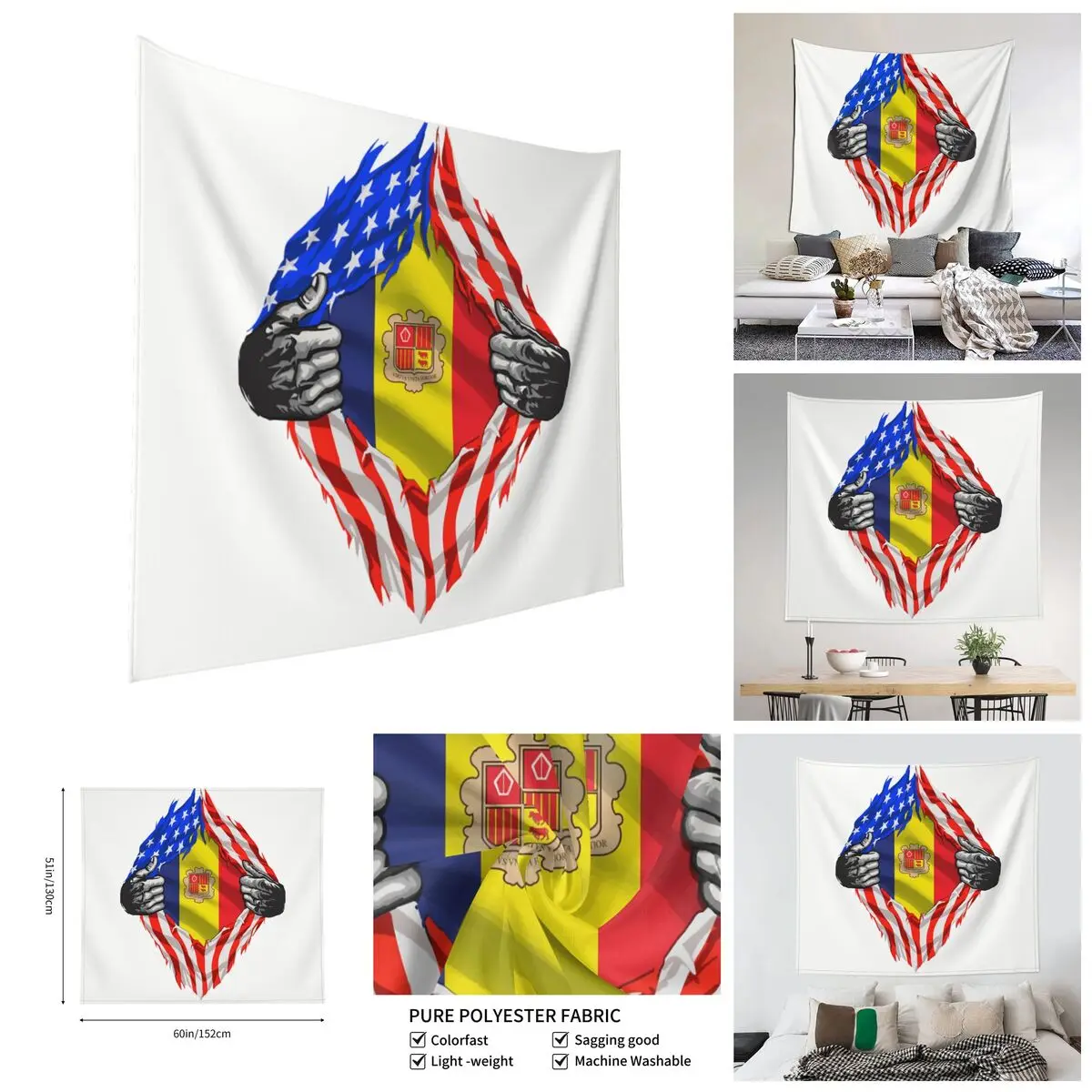 

Super Andorran Heritage Andorra Roots USA Flag Gift Tapestry Cute Tapestries Print Nerd R333 decorative paintings