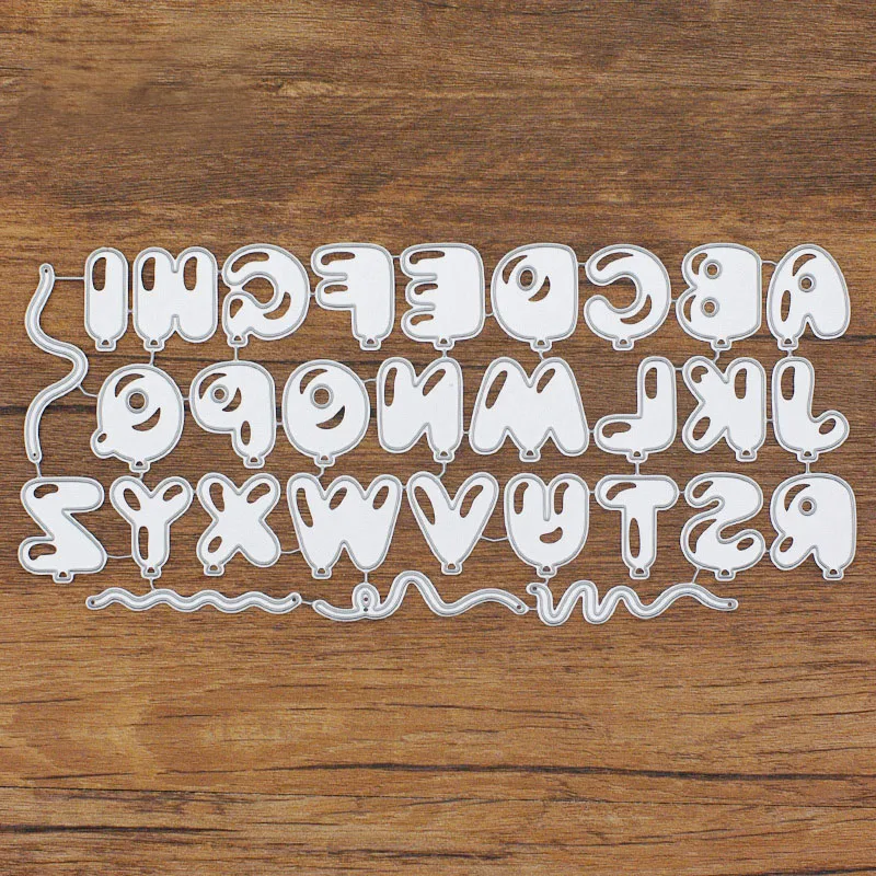 

Metal Cutting Dies 26 Letters Stencil Alphabet DIY Scrapbooking Craft Album Embossing Paper Card Balloon Shape Letter Dies D276