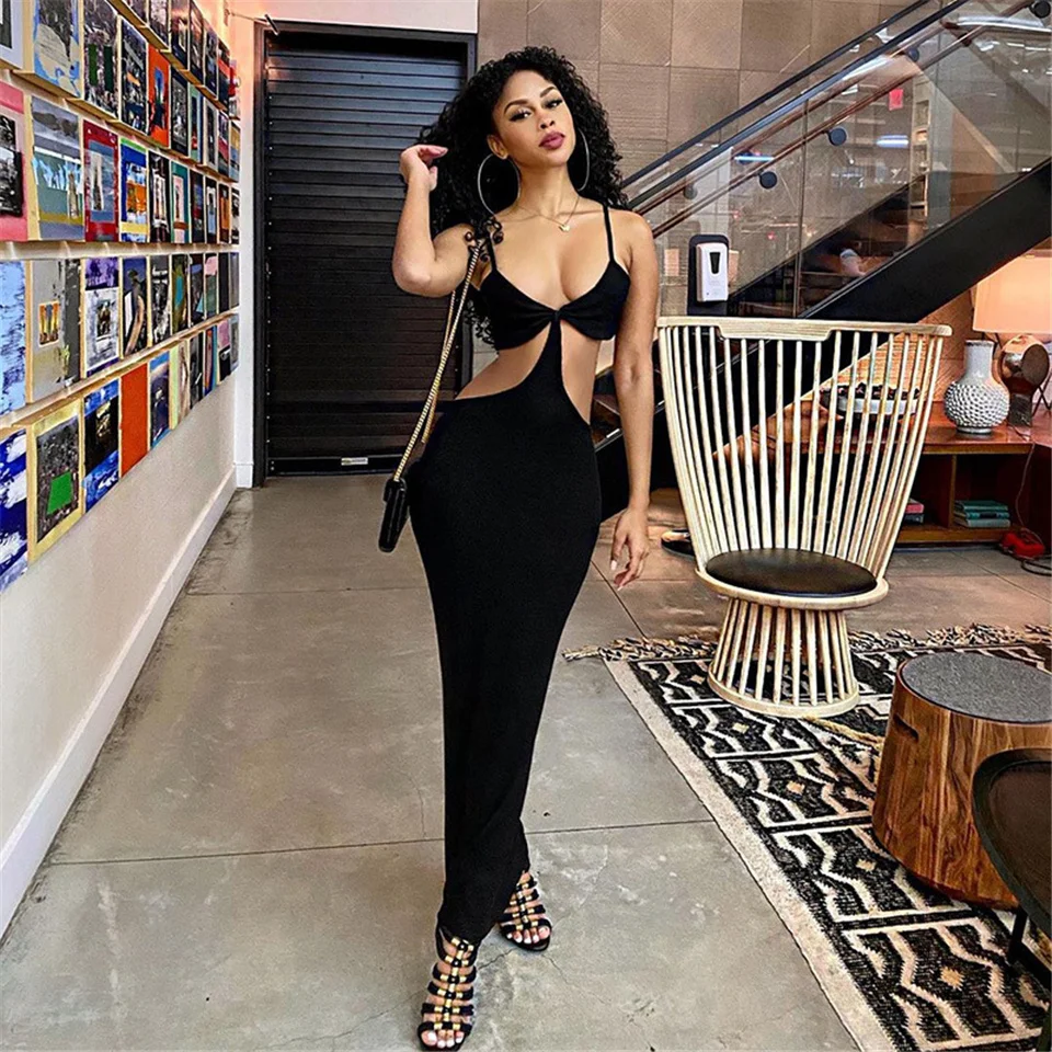 

Backless Bodycon Dress Long Sleeveless Women Summer Midi Dress Sexy Party Club Sling Women Dresses Low Cut Dress Y2K Vestidos