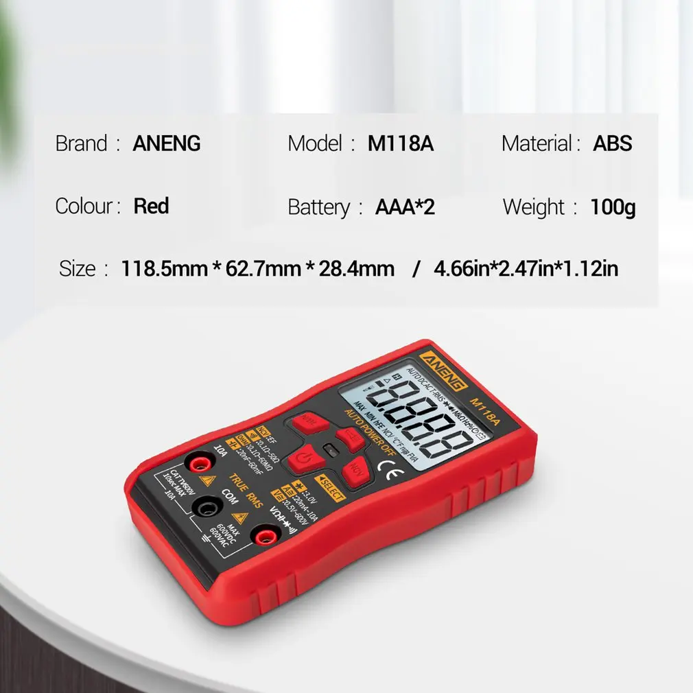 

M118A Backlight Digital Multimeter Non Contact Stable LCD Display Measurment Tool ABS Battery Powered Smart Auto Range
