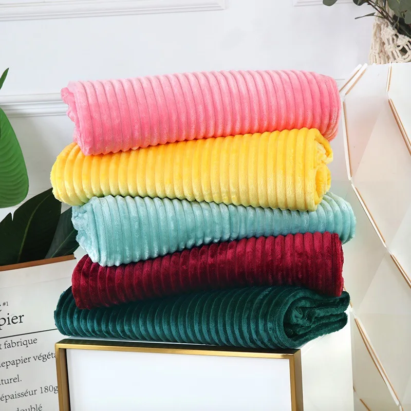 Solid Color Velvet Weighted Blanket Household Sofa Cover Bed Sheet Super Soft Striped Warm Knitted Blankets | Дом и сад