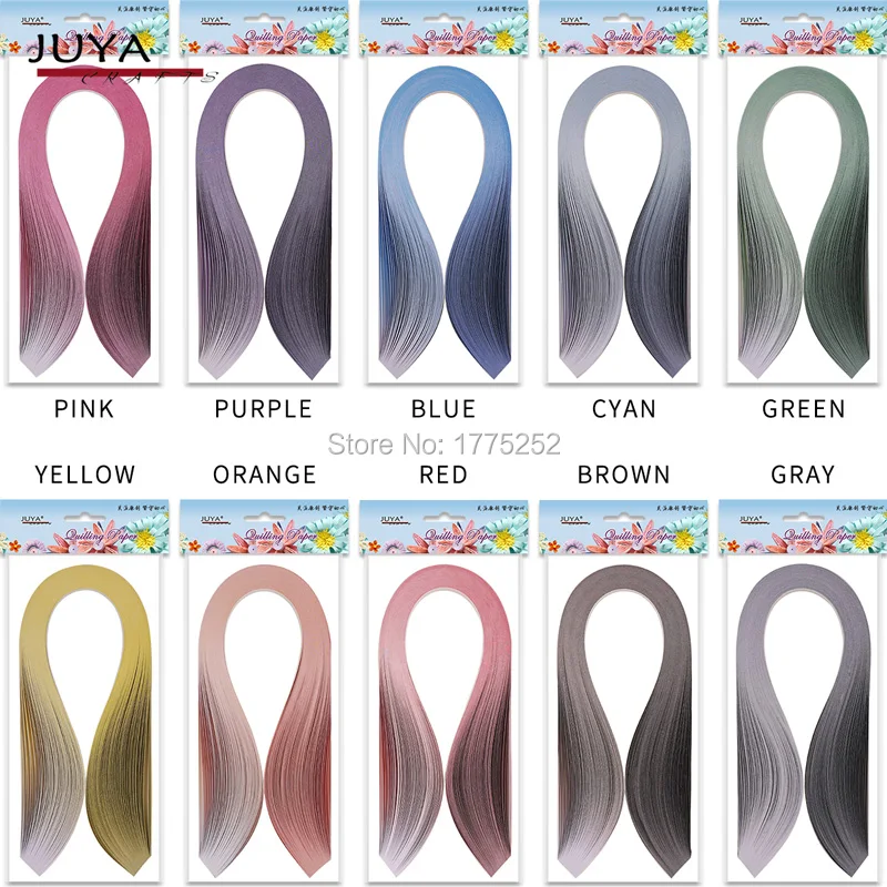 JUYA Gradient Paper Quilling Strips, 10 Colors, 390mm Length, 4 Width Options, QP388, White to Dark Color Transition image 3