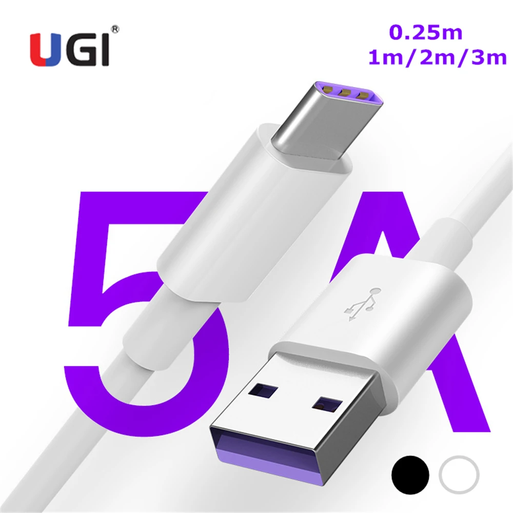 UGI 1/2/3 упаковка 5А USB C Type кабель для Samsung S20 Huawei P30 P20 Mate 30 20 40 Pro Plus 3 1 Type-C синхронизация