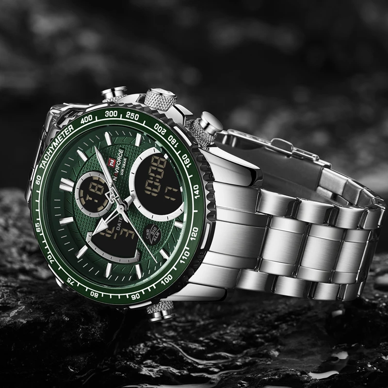 NAVIFORCE Роскошные мужские часы кварцевые Военные Спортивные светодиодный цифровой