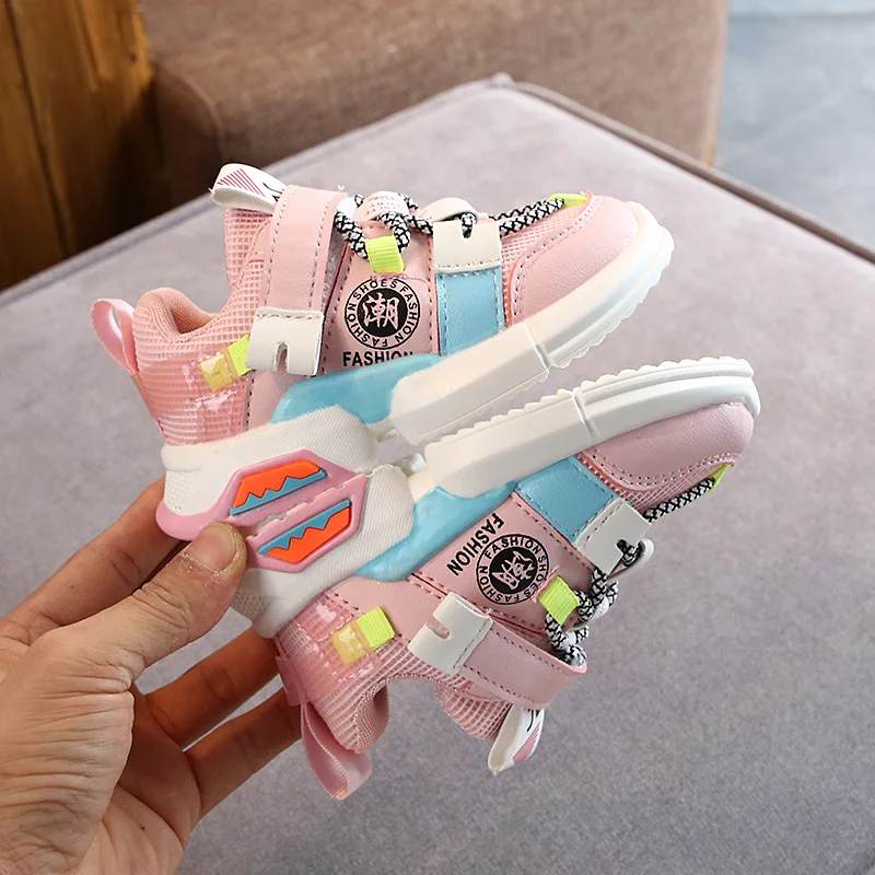 Детская повседневная обувь кроссовки из искусственной кожи с кружевным декором