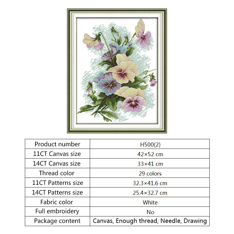 Pansy Набор для вышивки крестиком цветами 14ct 11ct DMC Печать на холсте набор рукоделия