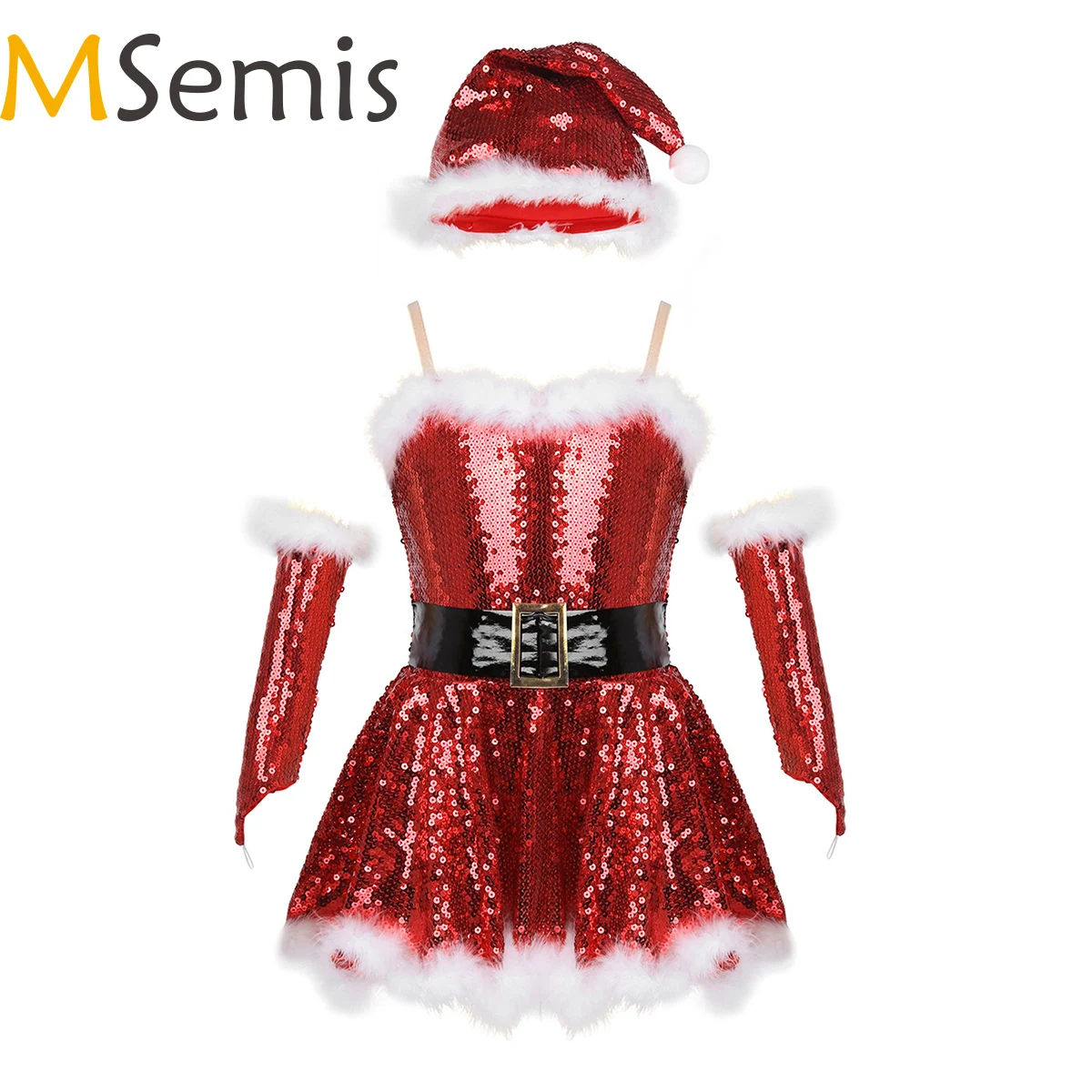 Детский костюм для девочек MSemis Санта Клауса рождественских танцев платье с