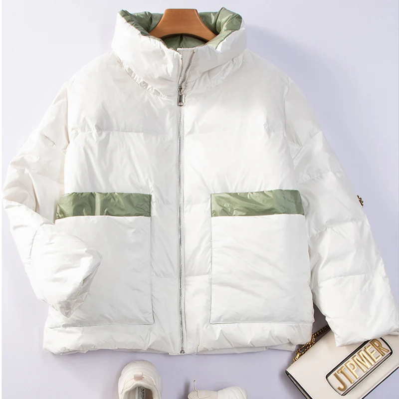 Женский пуховик на белом утином пуху теплая парка с перьями Брендовая верхняя