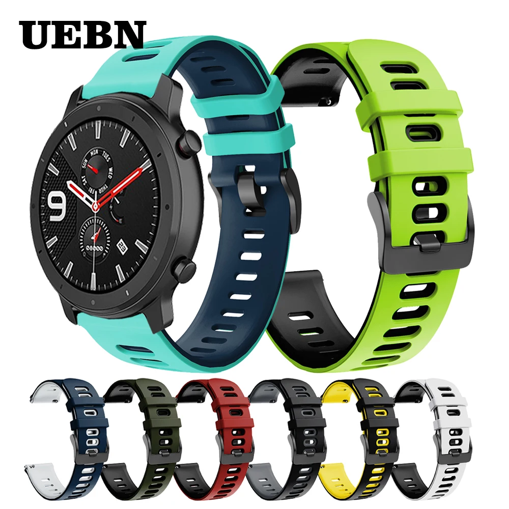 

UEBN 20mm 22mm Silicone strap for Huami Amazfit GTR 42mm 47mm Bracelet for xiaomi amazfit bip GTS Stratos 3 & pace Watchbands