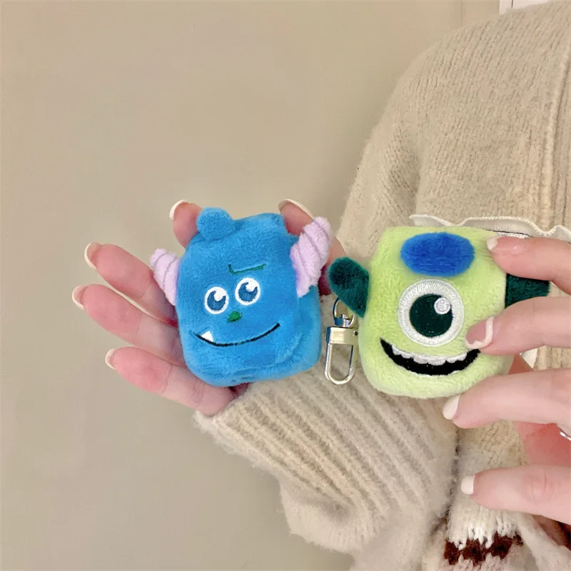 

Cartoon Plush Blue Green Monsters Button Apple AirPods 1 2 Pro Case Cover iPhone Earbuds Accessories Airpod Case Air Pods Case