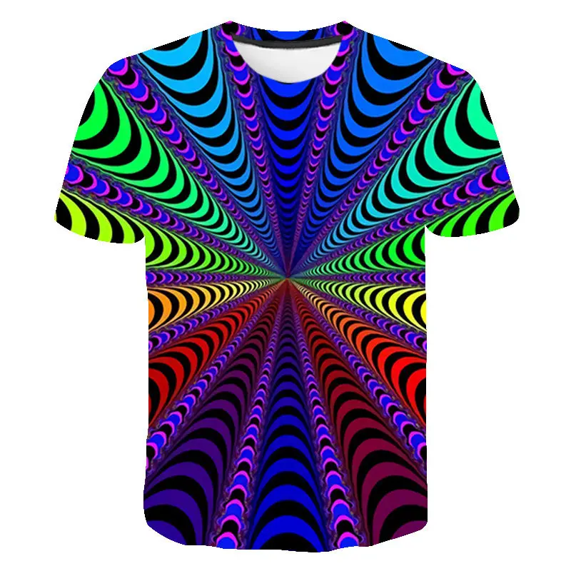 

Whirlpool Dizziness 3D Graphic Printed Men's Clothes Summer Casual Streetwear Short Sleeve Plus Size Women T Shirt