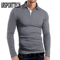 ursporttech solid color t shirt men 2020 spring autum new mens long sleeve lapel polo t shirt for men business golf t shirtstop