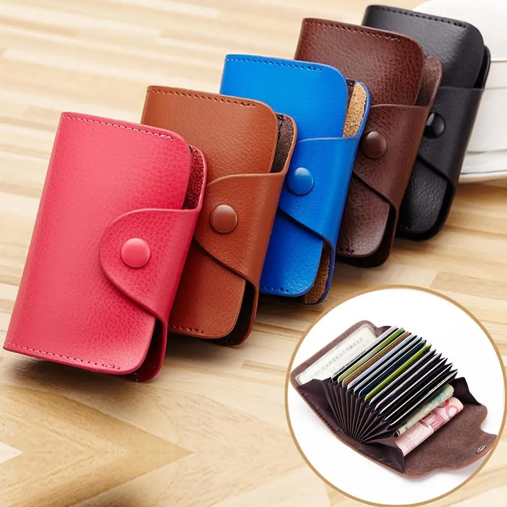 Для женщин и мужчин кожаный футляр для кредитных карт выдвижной Бизнес банк