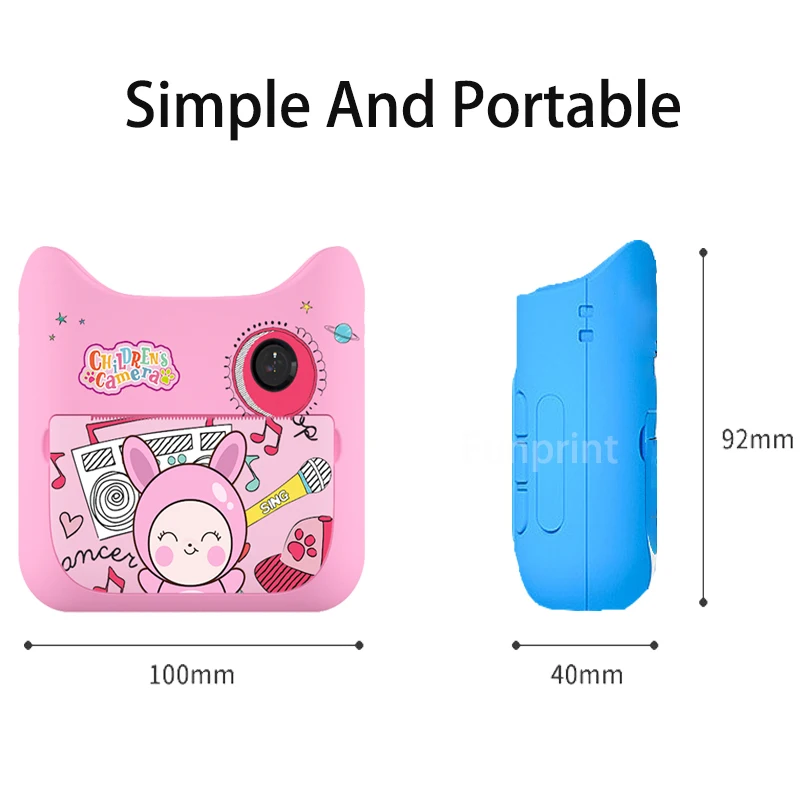 

Mini Kids Instant Camera kids Toy Camera ink-less Pocket Photo Printer HD Screen for selfie smart phone birthday gift
