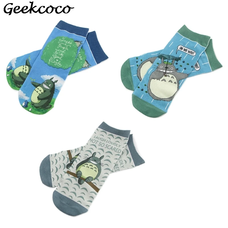 J1799 модные короткие носки высокого качества с изображением аниме кота для мужчин