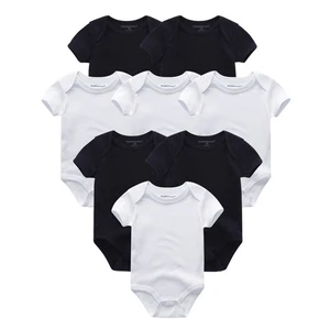 3/5/6/8PCS Solid Cotton Unisex Newborn Baby Girl Clothes Bodysuits Short Sleeve Baby Boy Clothes Jum