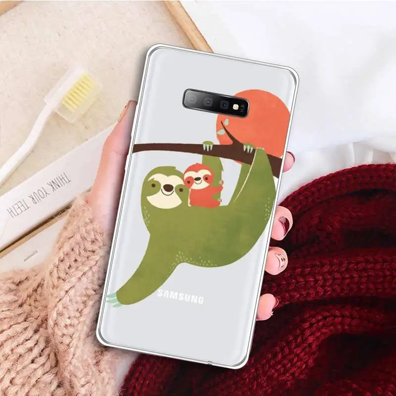 

Sloth Cute Animal cartoon Phone Case Transparent for samsung A 21s 71 S 8 9 20 note 10 20 ultra plus
