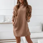 Осенне-зимние платья для женщин 2021 однотонное платье с капюшоном пикантное платье-свитер с длинным рукавом платья для женщин 2022