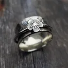WUKALO 2021 новые модные панковские винтажные обручальные кольца серебряного цвета с цветком для женщин парные ювелирные изделия Прямая поставка