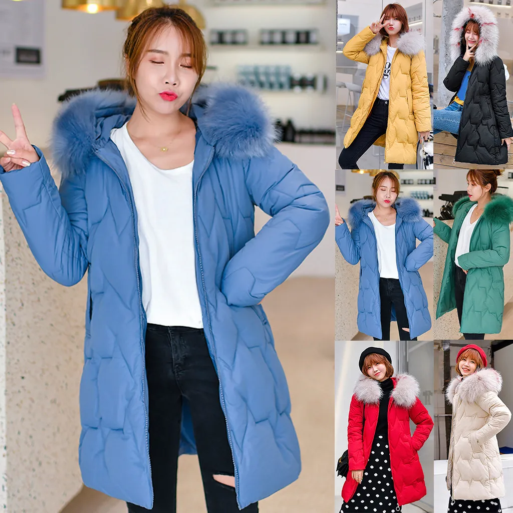 Женская свободная куртка-пуховик размера плюс Длинная зимняя куртка теплая