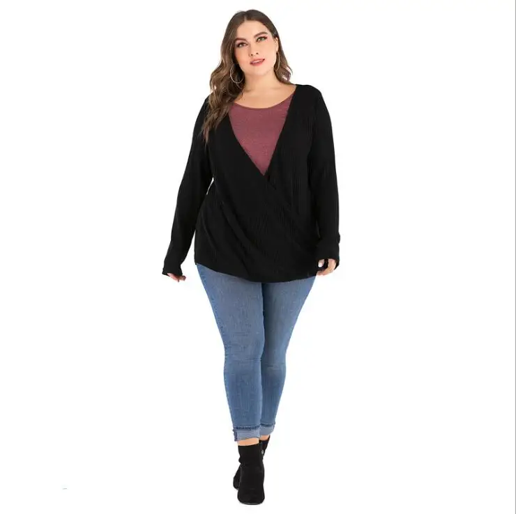 Повседневная Весенняя футболка с круглым вырезом Женская свободная большого