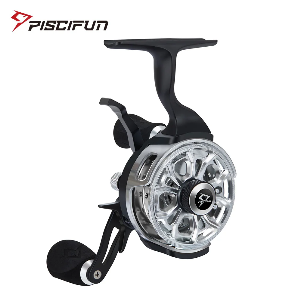 Enlarge Piscifun ICX CARBON Silver Ice Fishing Reel CNC Machined Aluminum 3.2:1 High Speed Free Fall Dual-mode Trigger 8+1 BB Magnetic