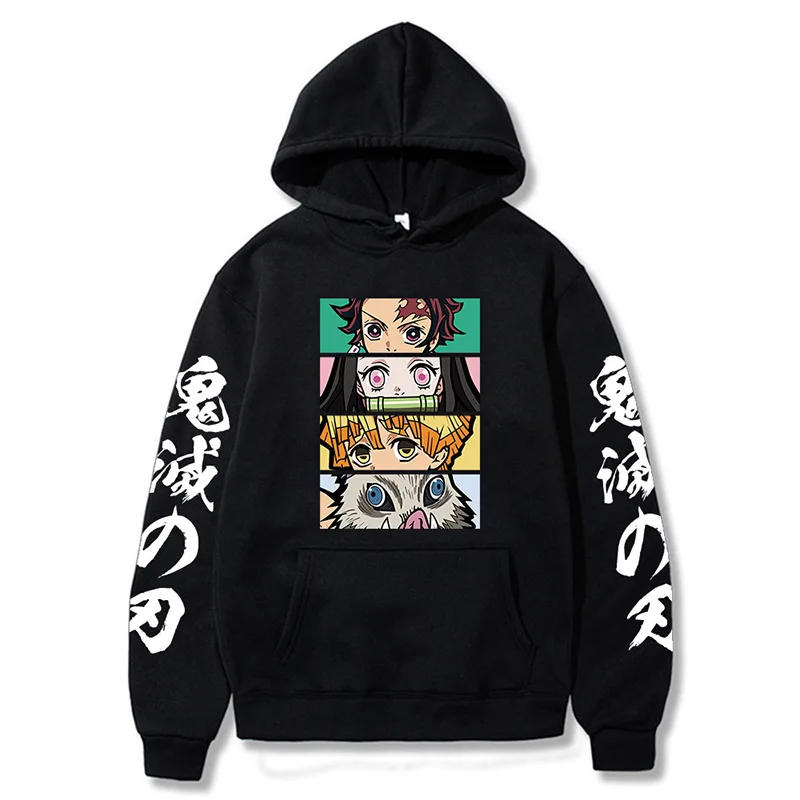 

Fashion Anime Demon Slayer Eyes Print Hoodie Kimetsu No Yaiba Sweatshirts Cozy Tops Unisex Sweatshirts Sudadera Felpa Moletom