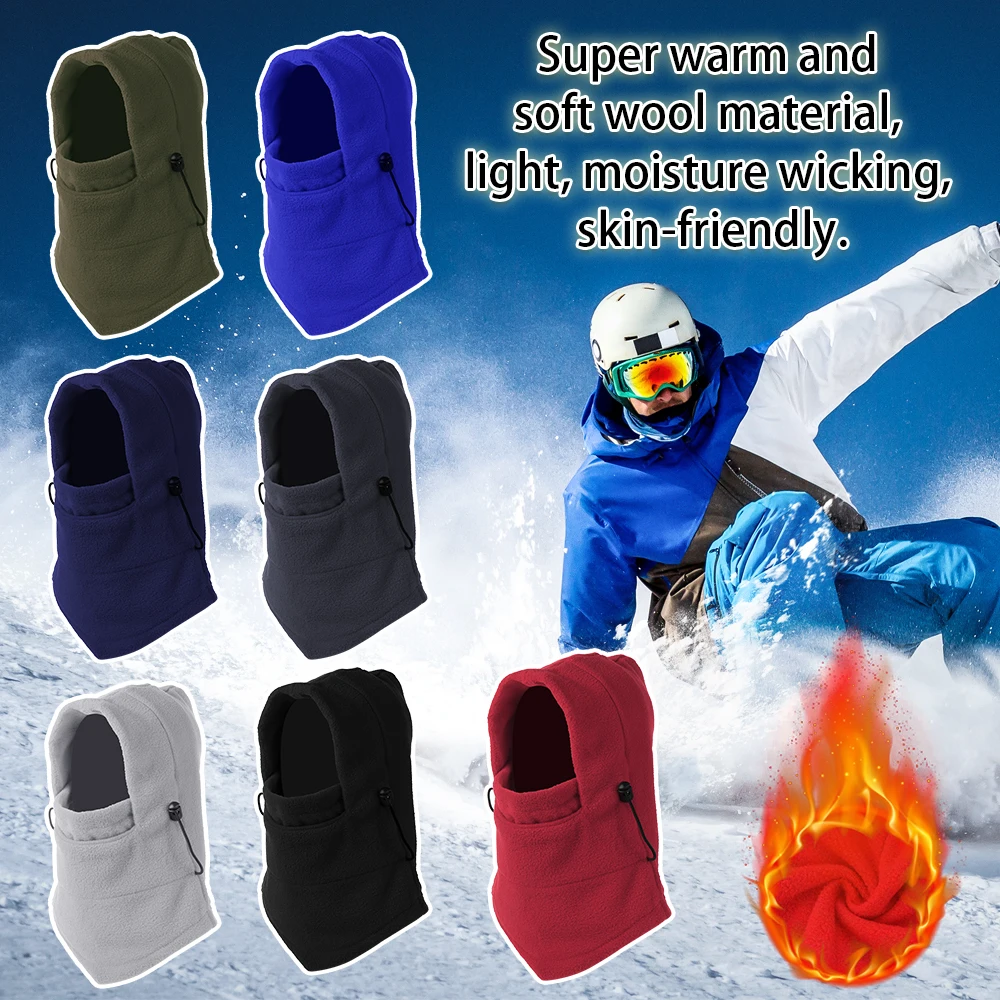 Зимняя Теплая Флисовая шапка для мужчин и женщин Балаклава шарф лыжная маска