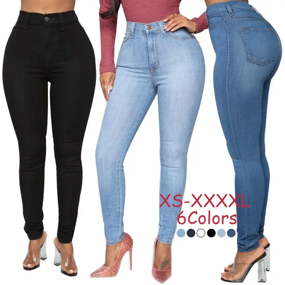 

Plus Size Classic Women High Waist Slim Fit Leggings Stretch Denim Pants Elastic Jeggings Skinny Jeans