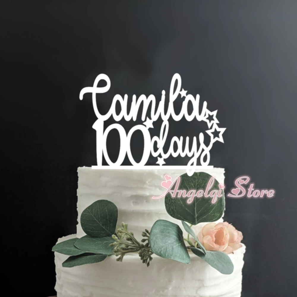 Топпер для торта на 100 дней с именем заказ топпер Baby Shower персонализированный день