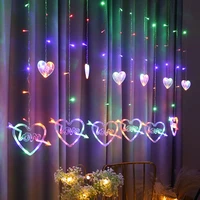 2 5m romantic heart love curtain lights stirng wedding fairy heart shaped decor lamp for holiday party bedroom garden decoration