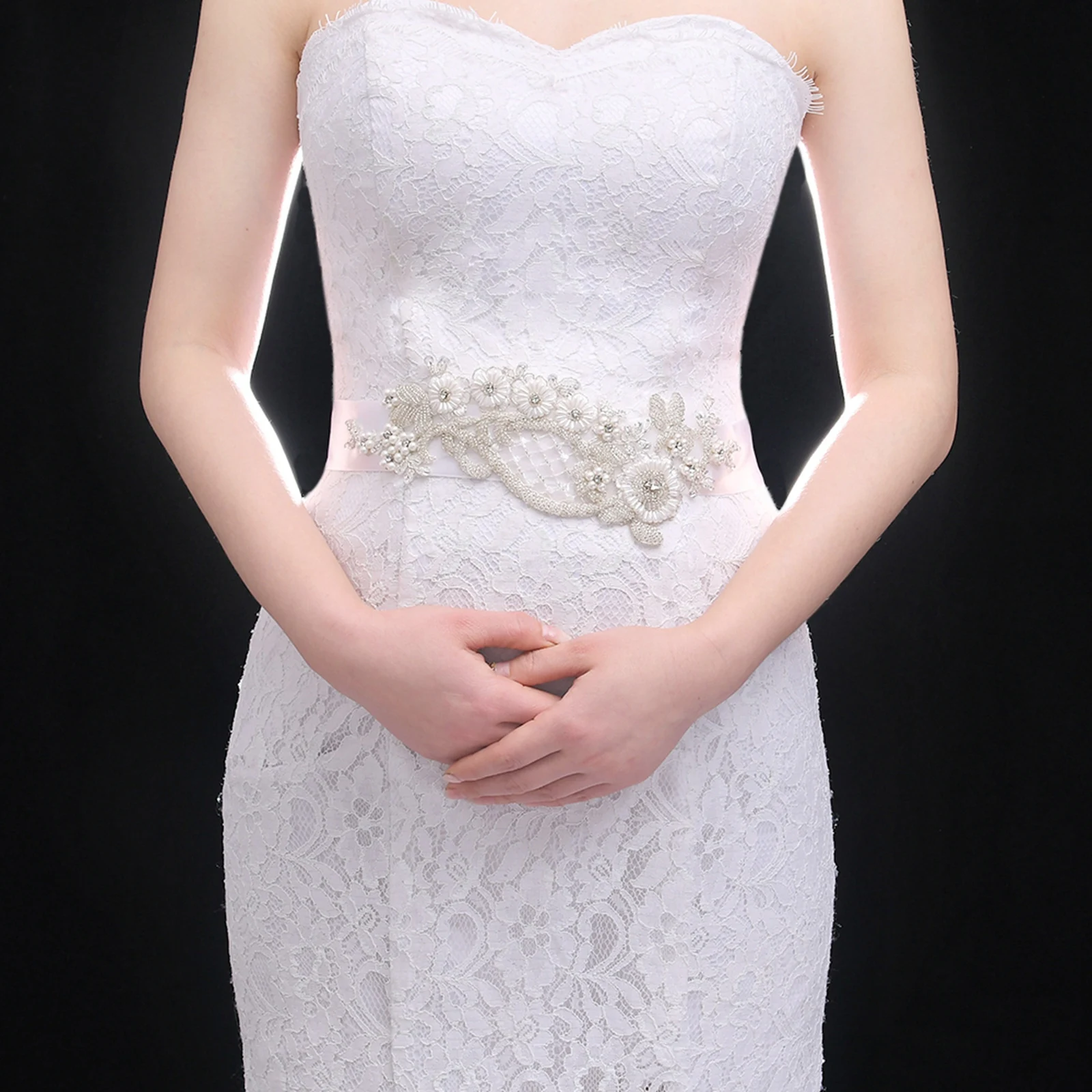 Стриксы S91 с жемчугом и цветами Свадебные туфли украшением в виде ремни Лента