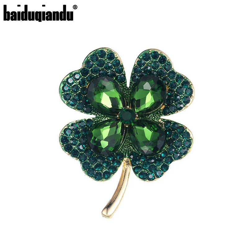

baiduqiandu New Arrival Green or Red Crystal Rhinestones Leaf Plant Brooch Pins Jewelry for Women
