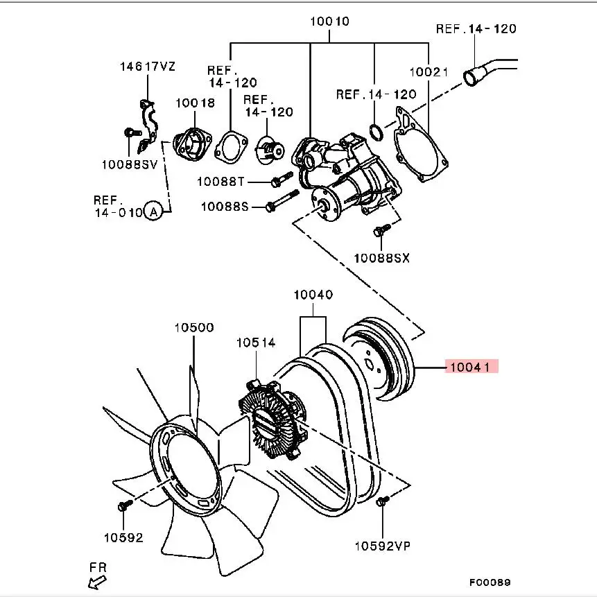 Шкив водяного насоса для Mitsubishi L200 Triton Pajero Montero Sport KJ3T KK3T KL3T KA4T KB4T 2.5D 1330A002|Радиаторы