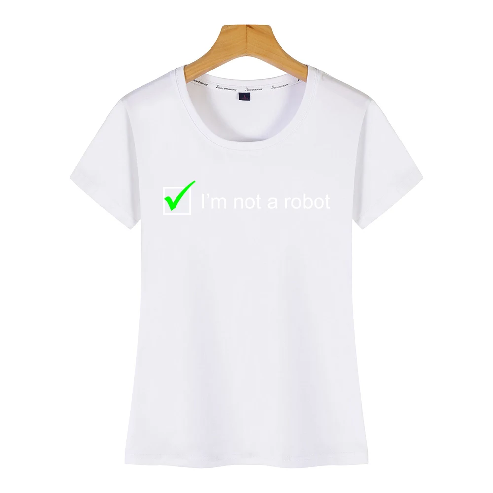 Топы футболки для женщин i am not robot captcha nerd Интернет-дизайн черная женская футболка